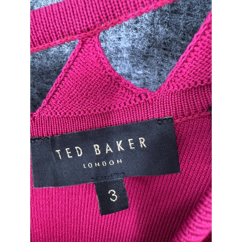 Ted Baker Dress Womens Medium 3 Pink Cutout‎ Fit & Flare Knit Skater Knee Length - Picture 2 of 12